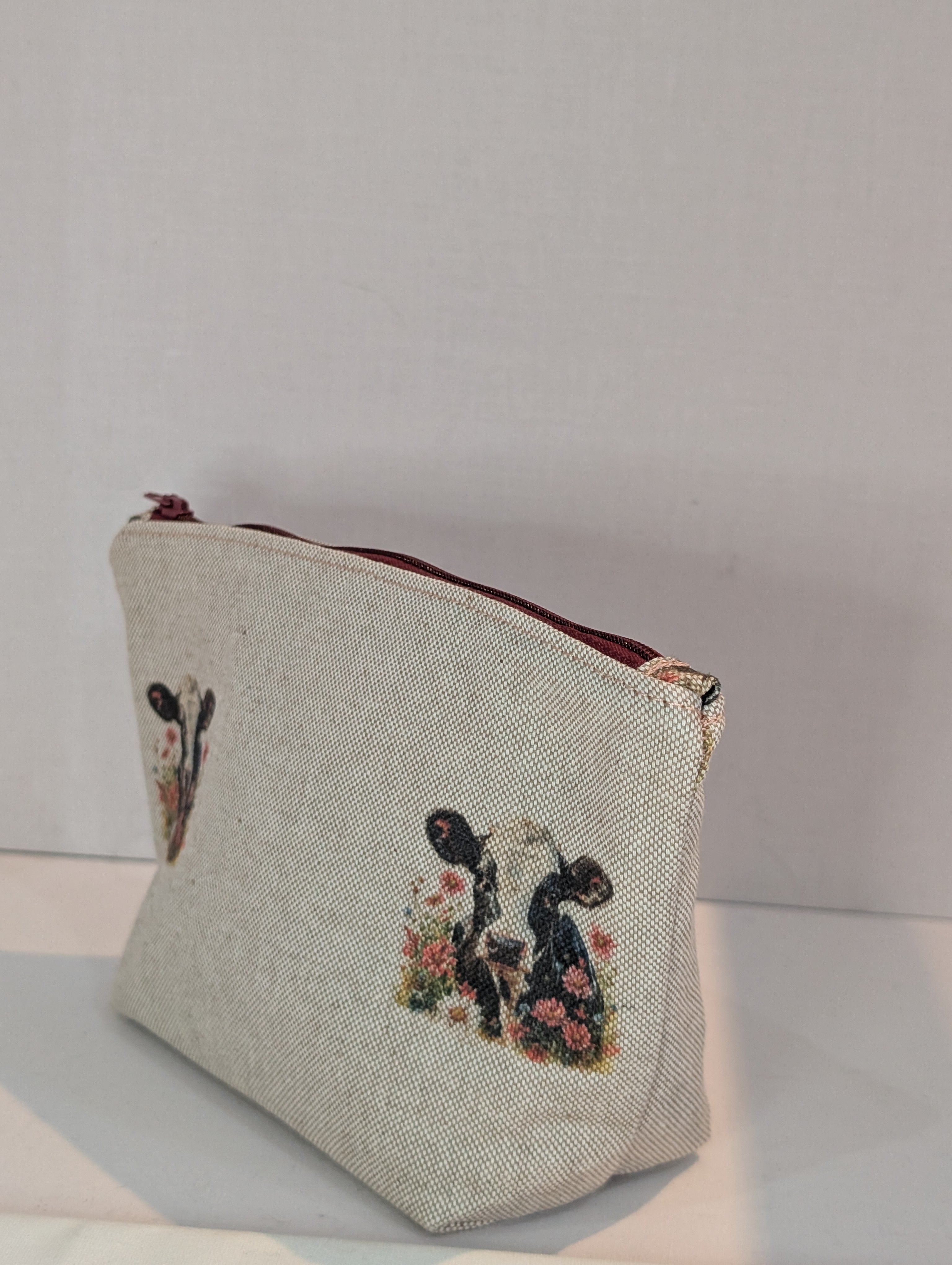 One-of-a-Kind Handmade Cotton Cow Makeup & Cosmetic Bag