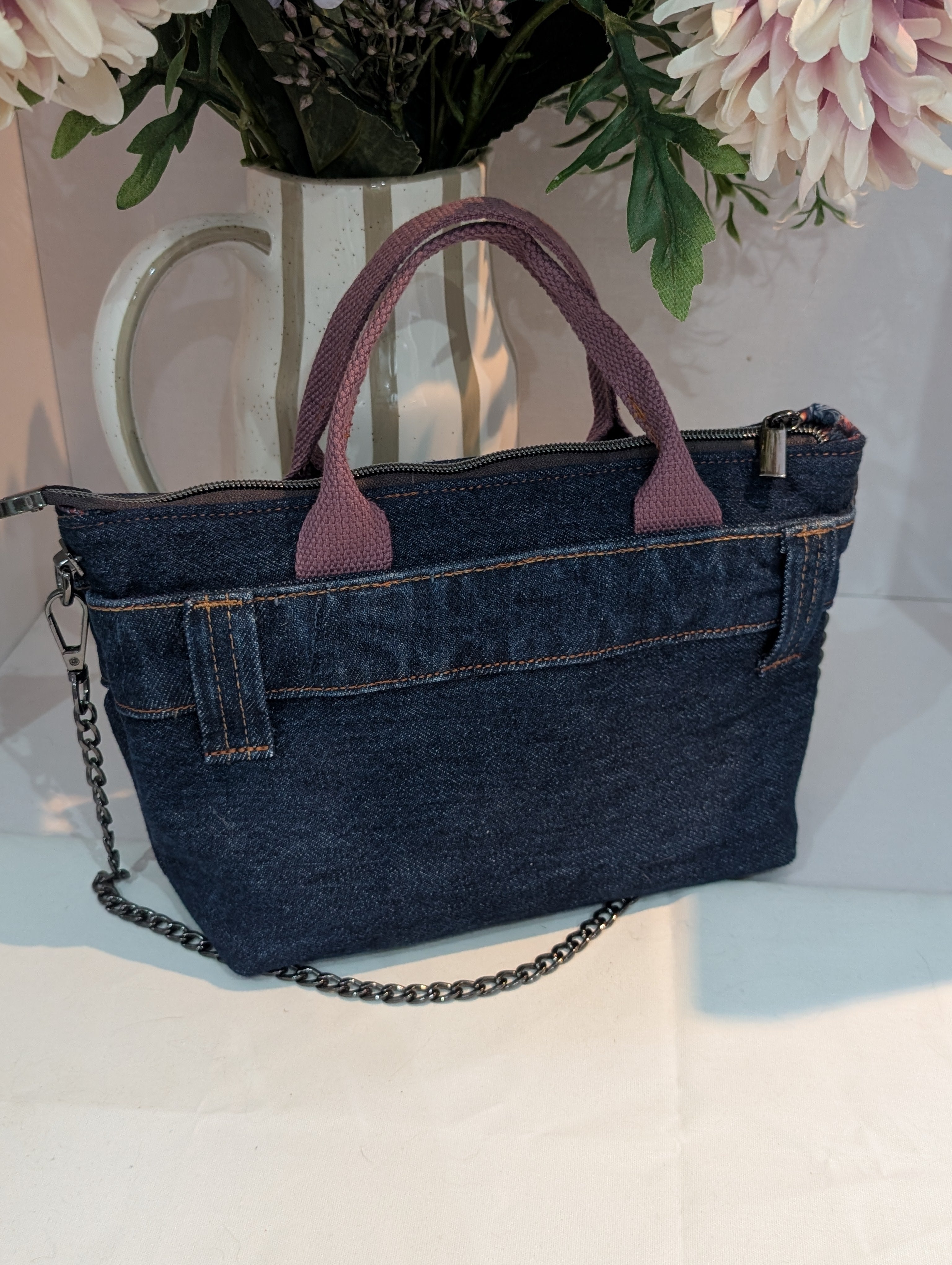 Upcycled Denim Crossbody Tote Bag
