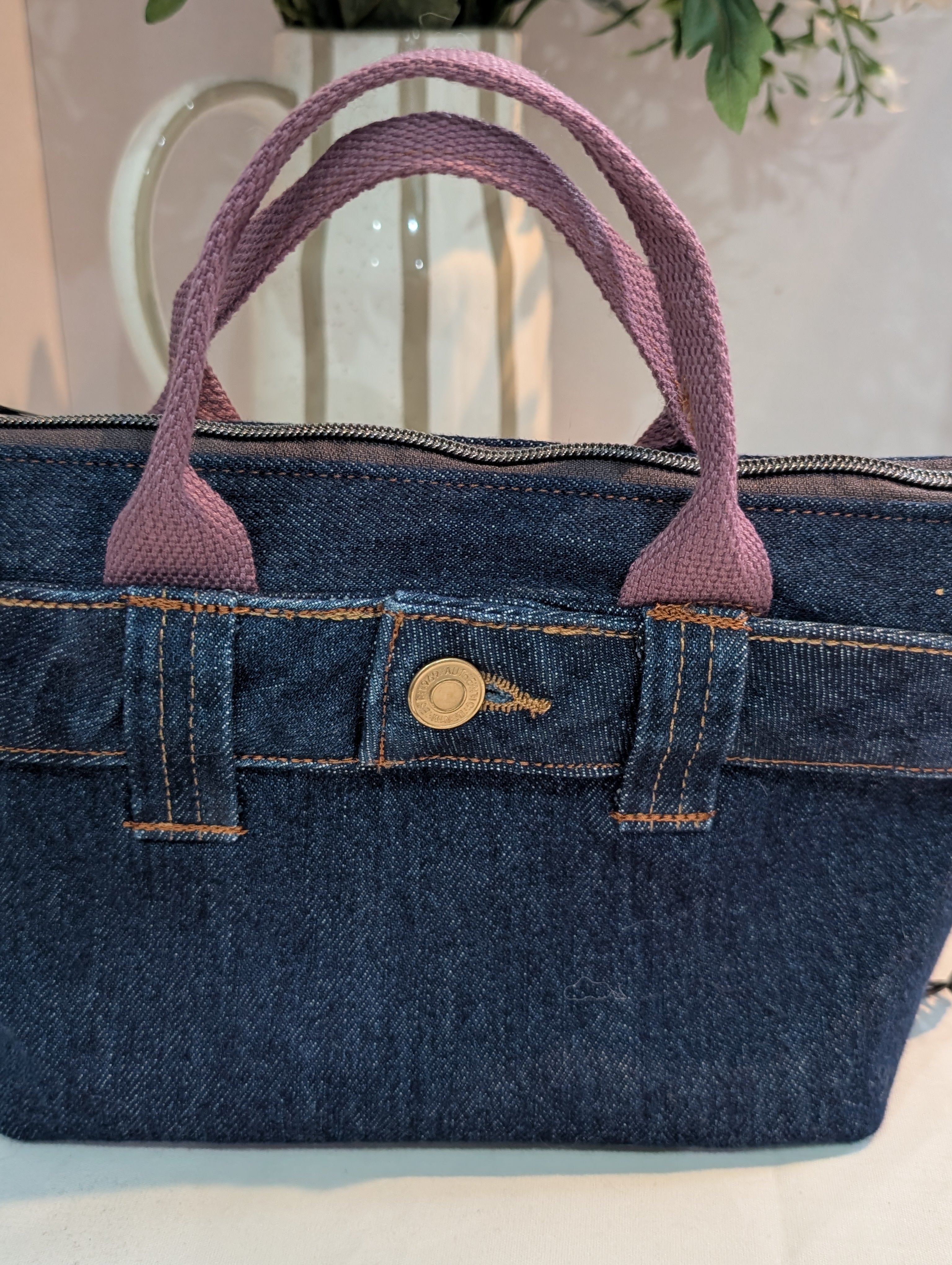 Upcycled Denim Crossbody Tote Bag