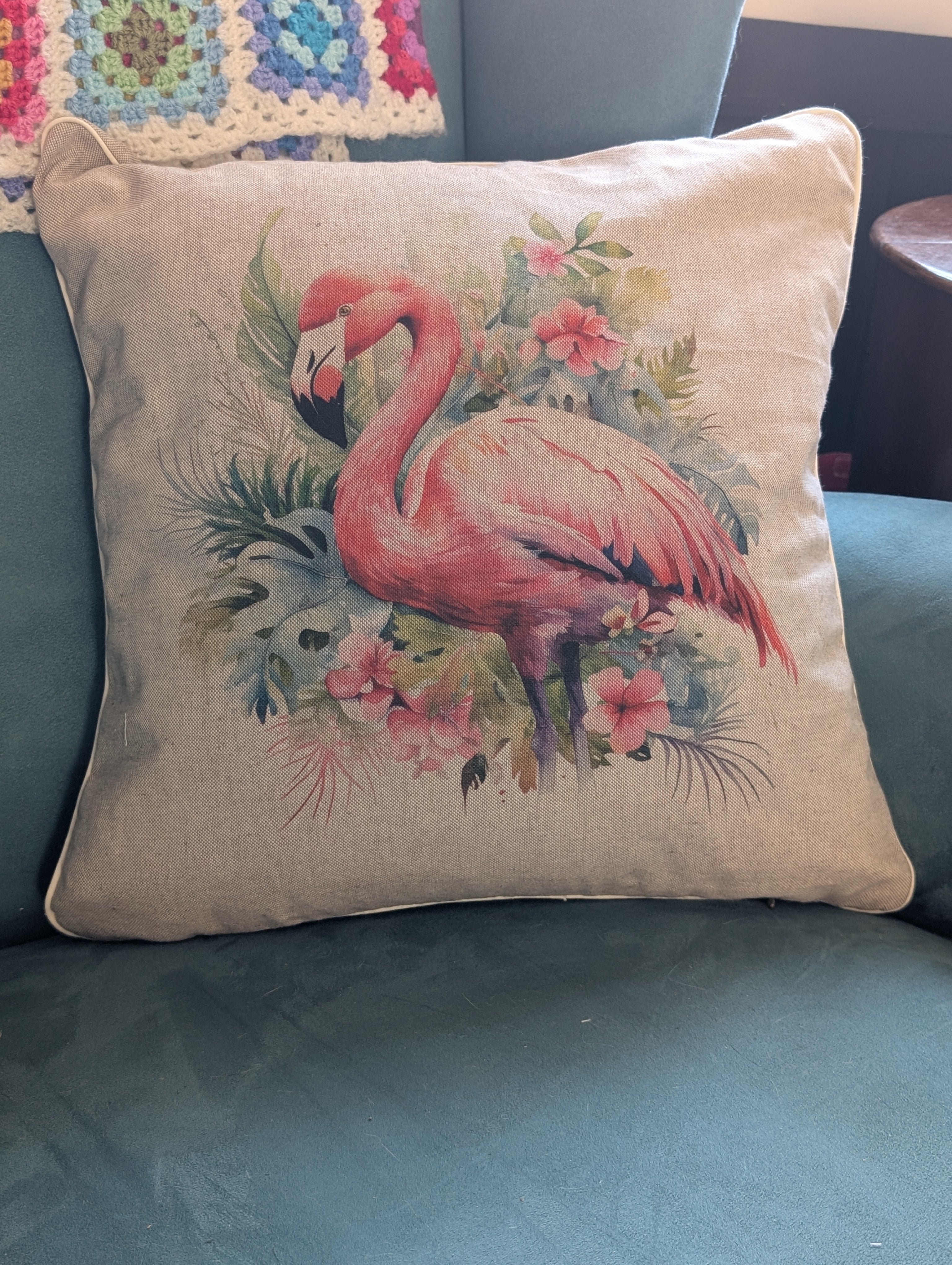 Handmade Decorative Flamingo Cushion – 18 x 18 inch