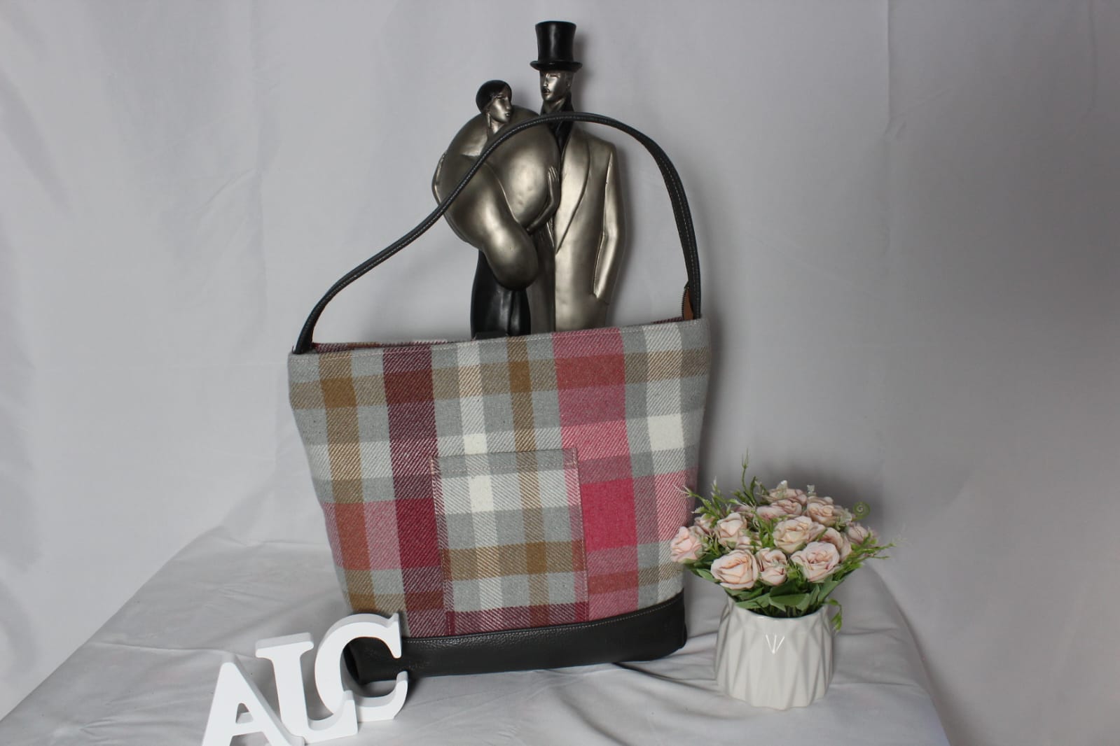 Wool and Leather Shoulder Bag