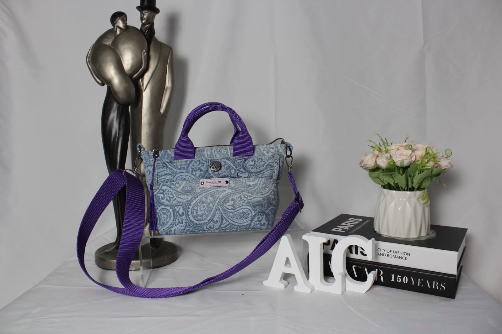 Upcycled Denim Crossbody Tote Bag
