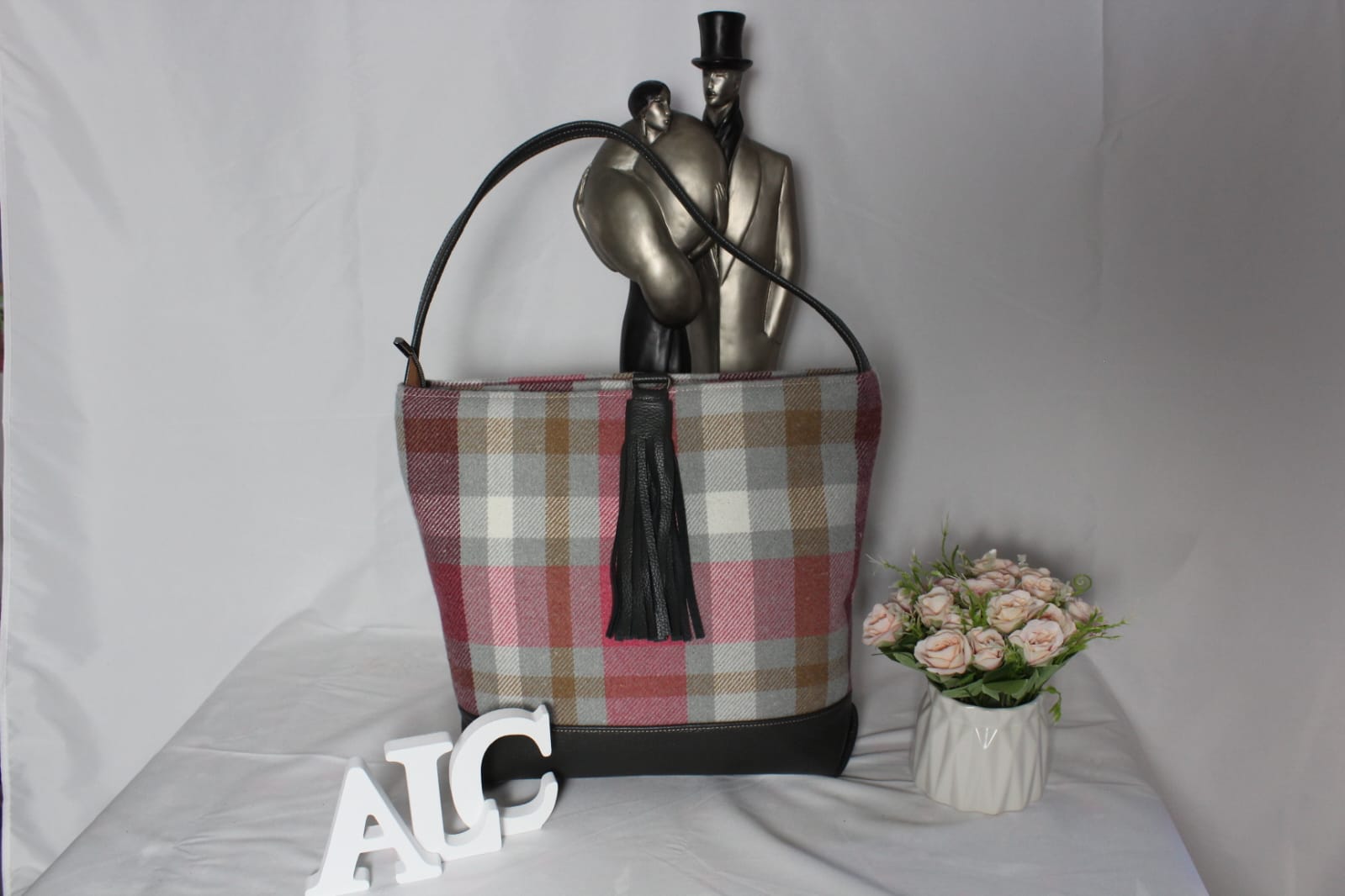 Wool and Leather Shoulder Bag